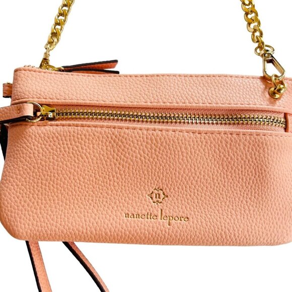 Nanette Lepore Crossbody Pouch To Crossbody Purse Peach Gold Chain - Picture 7 of 14